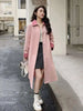 Contrasting Color Windbreaker For Women Lapel Long Sleeves Single Breasted Mid Length Trench Coat Spring 2DA8980