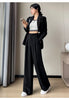 Wool Autumn Slim High Waist Straight Women's Pants Casual Solid Color Loose Chic Female Wide Leg Pants Office Ladies