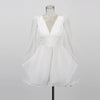 Solid Dresses For Women Deep V Neck Long Sleeves High Waist Patchwork Folds Minimalist Dress Female Clothing