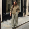 Women Relaxed Fit Short Utility Trench Jacket High Funnel Neck Epaulet Design Double Breasted Cropped Coat Commuter Outerwear