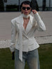 Solid Slim Elegant Jacket Women's Autumn Lace Up Patchwork Long Sleeve Bodycon Blazer Femme Office Commuter Coats