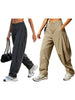 Women's Cargo Pants Solid Color Causal Fall Baggy Leg Barrel Track Pants with Pockets