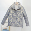 Glossy Down Cotton Jackets Women Winter Parkas Female Stand Collar Casual Warm Short Puffer Jacket Snow Outwear