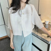 Pleated Casual Thin Jacket for Women with A Sense of, Loose One Button Short Cardigan Top for Women