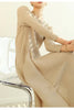 Pleated Long Sleeve Flower Bud Dress Spring Lantern Long Casual Elegant Dresses Dubai Abaya Women Designer Clothes