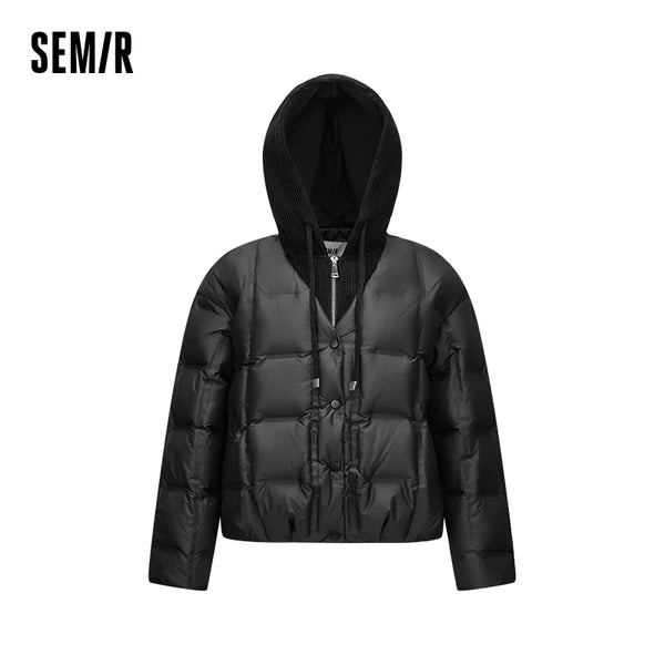 Women Down Jacket 90 Percent Down Fill Layered Look Loose Fit Everyday Style Winter Cold Weather Outdoor Layer