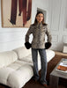 Women Leopard Print Stand Collar Waist Cinched Faux Fur Short Coat Fluffy Cuff Outerwear Winter Ladies Warm Furry Jacket