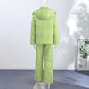 Street Stripe Cotton Padded Coat Pant Women Set Loose Full Sleeve Hooded Zipper Jacket Elastic Waist Pants Winter Lady Suit