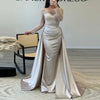 Elegant Satin Sequin Stitching Dress Glitter High Waist Gala Evening Dress Women Chic Long Sleeve Full Length Party Dress