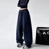 Polar Fleece Wide Leg Trousers for Women Oversize Style Loose Winter Thick Warm Sweatpants Y2K Vintage Thermal Pants