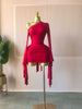 Women Drop Shoulder Flare Sleeve Ruffles Side Bodycon Midi Mini Dress Birthday Holiday Dresses Vestidos