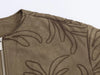 Women Faux Suede Embroidery Jacket Vintage Long Sleeve O Neck Loose Outerwear Short Autumn Winter Coat