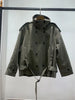 Loose Spliced Lace Up Trenchs for Women Stand Neck Long Sleeves Patchwork Double Breasted Trench Female