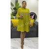 Autumn and Winter Africa Women's Clothing Solid Color Splicing Dress Pleated Loose Women's Cardigan Dresses
