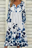 Fall & Winter Women's V-Neck Button Long Sleeve Dress Floral Print Loose Casual Midi Dress