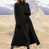 Plus Size Extra Long Woolen Coat Women, Loose Casual Wool Blend Trench Outerwear