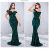 Off The Shoulder Mermaid Evening Dress Red Stretchy Sequin Velvet Slash Neck Floor Length Women Party Dresses