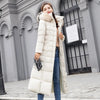Female Winter Over Knee Loose Large Fur Collar Hooded Warm Thick Parkas Long Down Cotton Plus Size Parkas Coat Women Padded Coat