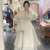 Temperament Coat Cape Shawl Two on Winter Ladies' Butterfly Bow Solid Color Medium Long Collar Coat for Women