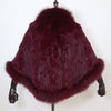 Women 100% Real Rabbit Fur Shawl Scarf With Fox Fur Collar Winter Warm Knitted Rabbit Fur Poncho Girls Party Accessories