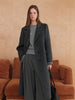 Winter Women's Tailored Shoulder Blazer Coat - Double Faced Wool Trench Outerwear with Notch Lapel Office Elegant