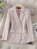 Korean Tweed Blazer Jacket Coat Women Long Sleeve French Slim Woolen Suit Outwear Autumn Winter Casaco