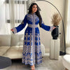 Ramdan Eid Print Jalabiya Muslim Women Zipper Long Dress Robe Dubai Abaya Outfits Kaftan Ethnic Islam Clothing Caftan Dresses