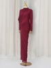 Elegant Vintage Spliced Ribbon Dresses for Women Turtleneck Long Sleeve Irregular Folds Evening Maxi Dress Female