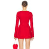 Bows Splice Long Sleeve Mini Dress Elegant Office Woman Solid Bodycon Club Party Dresses Autumn High Waist