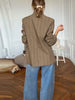 Chic Plaid Women's Blazer Jacket Stand Collar Full Sleeve Single Button Female Coats Spring Casual Commute Lady Outwear