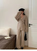 Sweater Set Women's Loose Outer Wear Lazy Style Winter Lace-up Knitted Jacket Cardigan Wide-leg Pants Two-piece Set