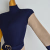 Fall Winter Knit Rib Wrap Hips Bodycon Pencil Dress for Women Elegant Long Sleeve Turtleneck Sweater Dress with Belt