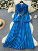 Spring Autumn Elegant Dress for Women French Mushroom Edge Crimping Loose Chiffon Long Sleeve Long Dress C141