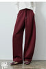 Women's Soft Cotton Curved Leg Long Pants Fall High Waist Drawstring Loose Wide Leg Pear Shape Friendly