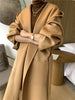 Mid-Length Autumn and Winter Hooded Double Sided Cotton Cashmere Coat Female 100% Wool Loose Thick Woolen Coat