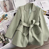 Spring Design with Belt Women's Blazers Korean Streetwear Long Sleeve Blazer Jacket Notched Collar Suit Coat