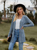 Autumn Women's Milled Pit Stripe V-Neck Solid Colour Button Long Sleeve Ladies Casual Extensions Cardigan Jacket Coat