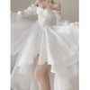 Elegant Heavy Off Shoulder Dresses Early Spring White Dress For Women Y2k Slim Waist Long Sleeve Vestidos De Mujer