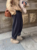 Women Casual Loose Pockets Woolen Suit Pants Autumn Winter High Waist Thicken Korean Ladies Solid Harem Trousers WP49