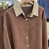 Korean Lapel Denim Shirt Set Women's Loose Casual Two-piece Set Solid Color Wide-leg Pants Set