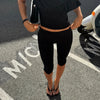 Women’s Split Hem Capri Pants Fold Over Waist Solid Color Slim Fit Cropped Pants Trousers