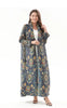 Pleated Turndown Collar Long Sleeve Cardigan Dress Women Spring Abaya Original Designer Vintage Printed Coat