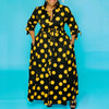 Autumn Dot Print Button Up Plus Size XL-5XL Women Blousers Maxi Dress Vestidos Streetwear Long Dresses Vestidos