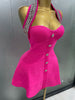 Women Black Sexy Off the Shoulder Shinning Crystal Bodycon Bandage Long Dress Gloves Elegance Celebrate Evening Party Dress
