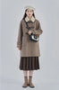 Lamb Wool Collar Duffle Coat Women Long Wool-Like Overcoat Elegant Loose Fit Warm Winter Outerwear Clothing
