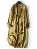 Spring Autumn Long Soft Elegant Flowy Satin Acetate Trench Coat for Women Chic British