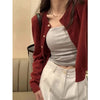 Autumn Long Sleeve Women Elegant Cardigan Sweater Slim Fit Solid Color O-neck Knitted Top Short Coat