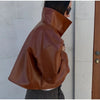 Urban Solid Pu Leather Women Jacket Street Stand Collar Long Sleeve Female Outwear Autumn Winter Lady Streetwear
