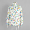 Thicken Women Puffer Jacket Oversize Stand Up Collar Zipper Floral Print Warm Cotton Filled Coat Autumn Winter