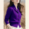 Spring Autumn Women Sweaters Elegant Solid Color Lapel Long Sleeved Knitted Cardigan Jacket Korean Female Knitwear Tops